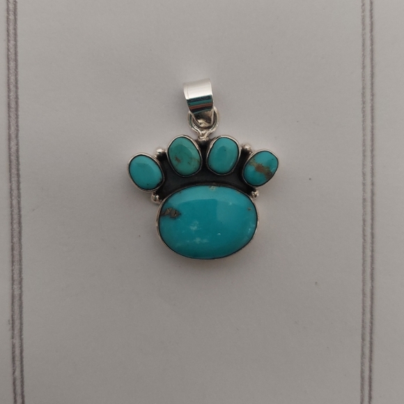 Natural KingmanTurquoise Paw Print Pendant - Picture 7 of 8